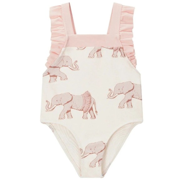 Milkbarn Ruffle Square Neck One Piece Swimsuit -- Tutu Elephant NWT - Picture 1 of 3